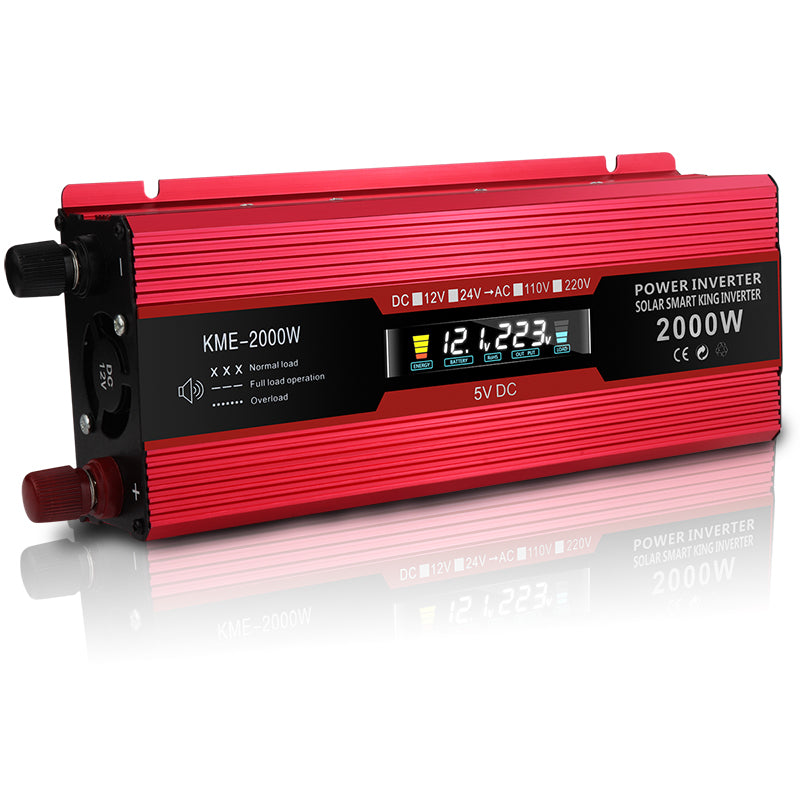 Bilkraftkonverterare Inverter DC 12V till AC 220V LCD 2000W Transformer LED Display