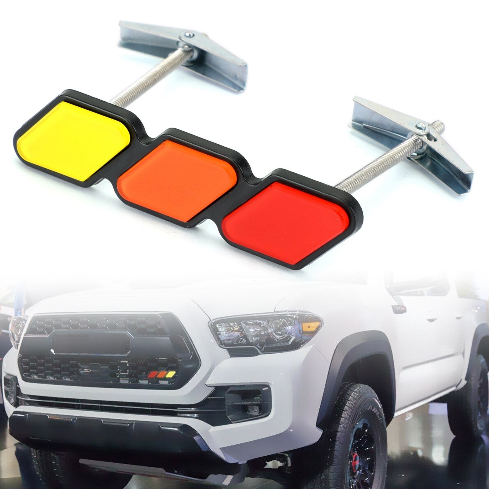 Tri-Color 3 Grille Badge Emblem för Toyota Tacoma 4Runner Tundra Rav4 Highlander Generic