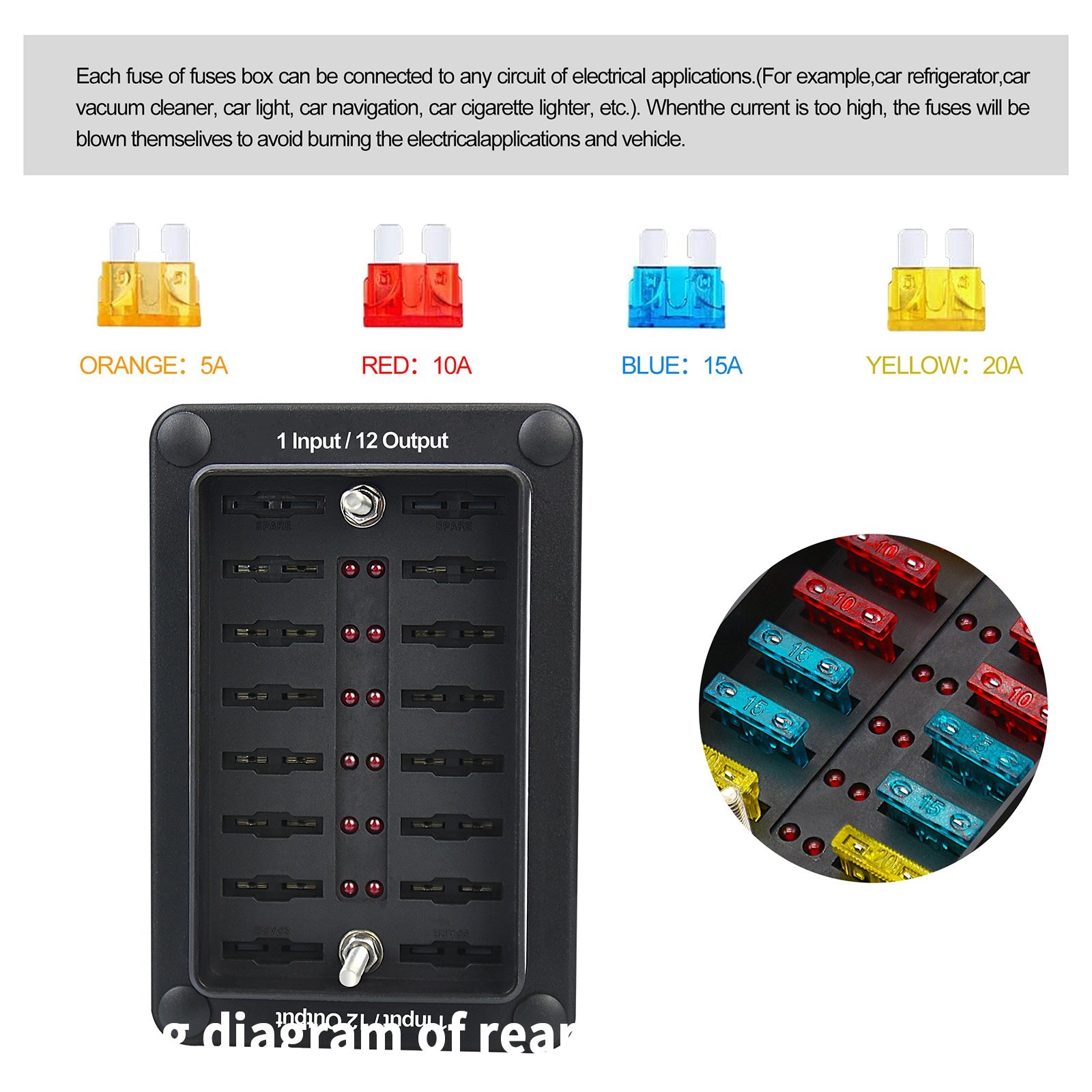 6-weg/12-weg meszekeringkastblokhouder ATO ATC voor auto-marineboot waterdicht
