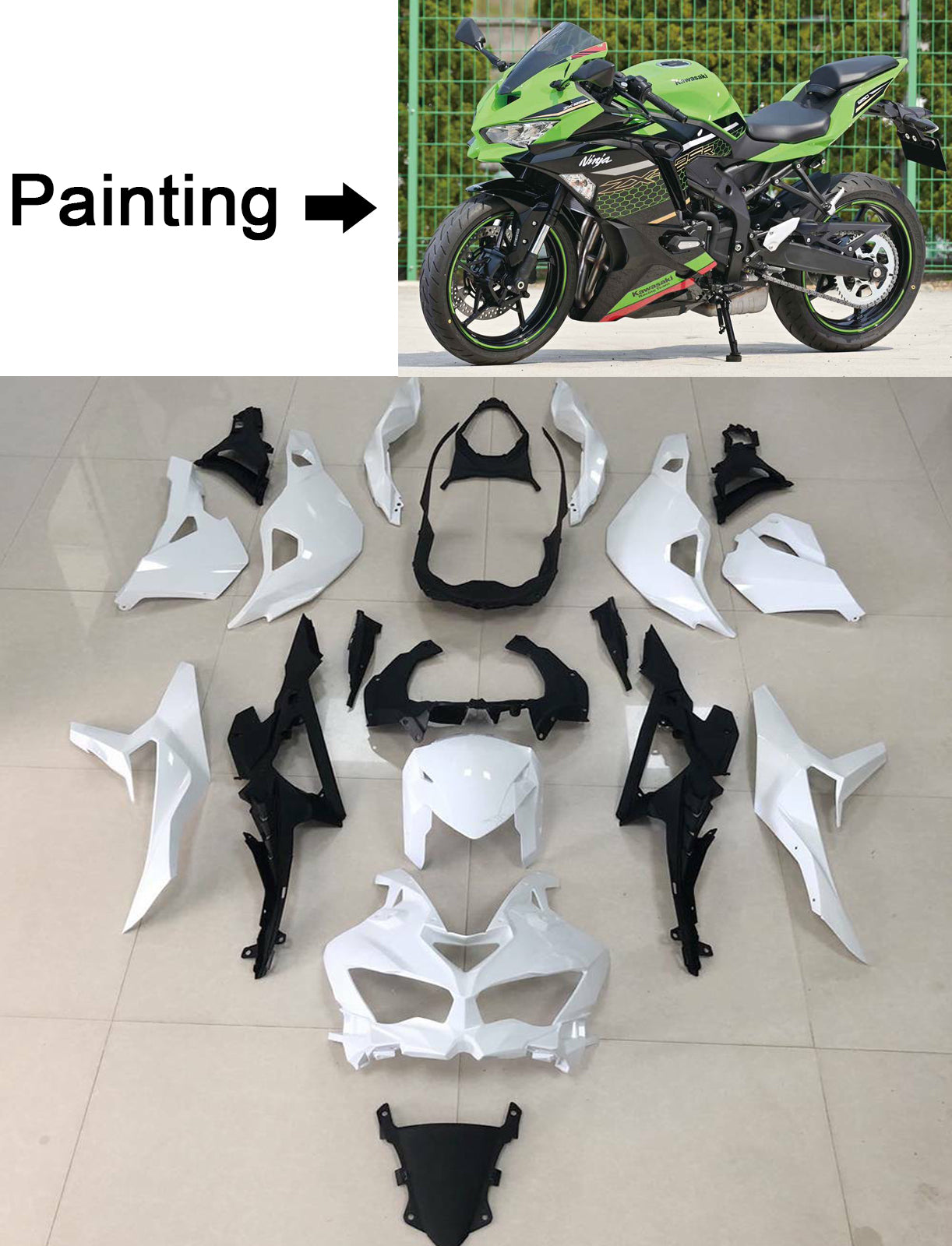 2019-2025 Kawasaki Ninja ZX-25R Amotopart Kit de carenado de inyección Carrocería ABS # 104