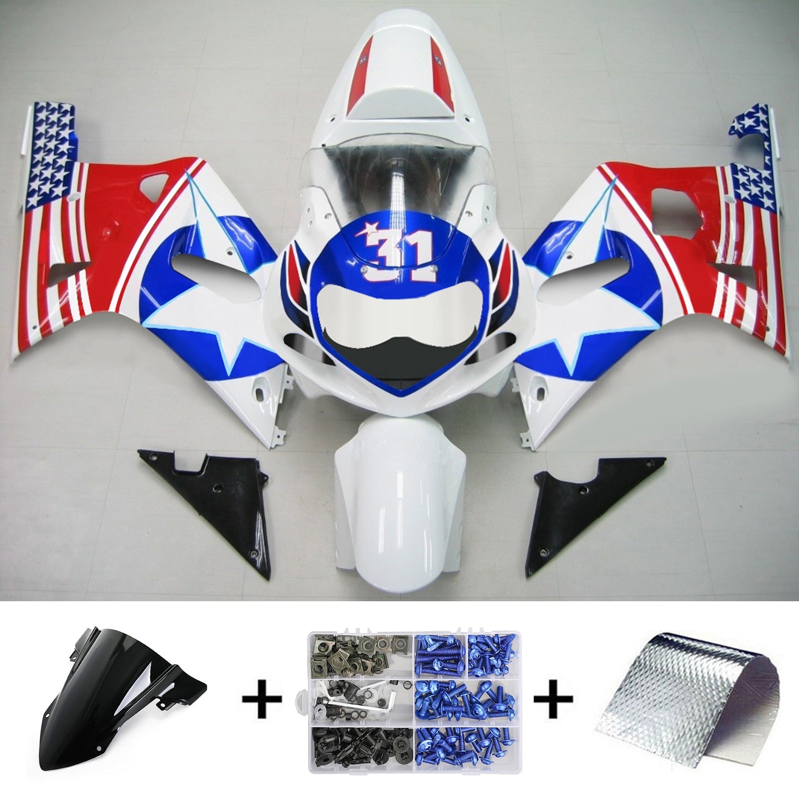 2001-2003 Suzuki GSXR750 K1 Amotopart Injection Fairing Kit Bodywork Plastic ABS #134