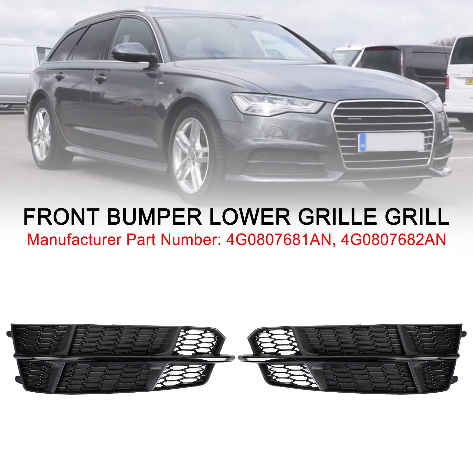 2016-2018 Audi A6 C7 S-Line Front Bumper Lower Grille Grill Matt Black