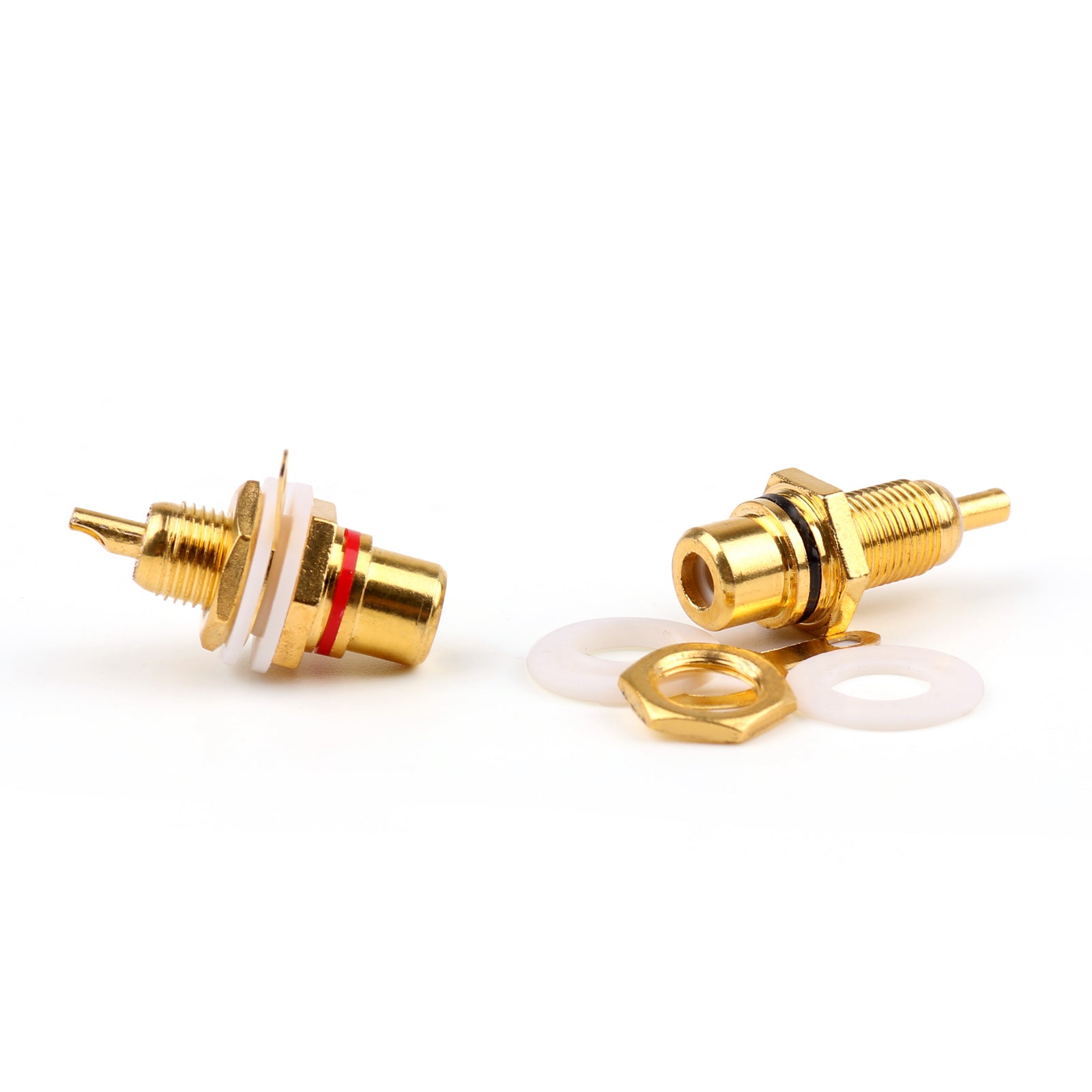 Prise femelle RCA plaquée or, 60 pièces, montage sur panneau, châssis, rouge, noir