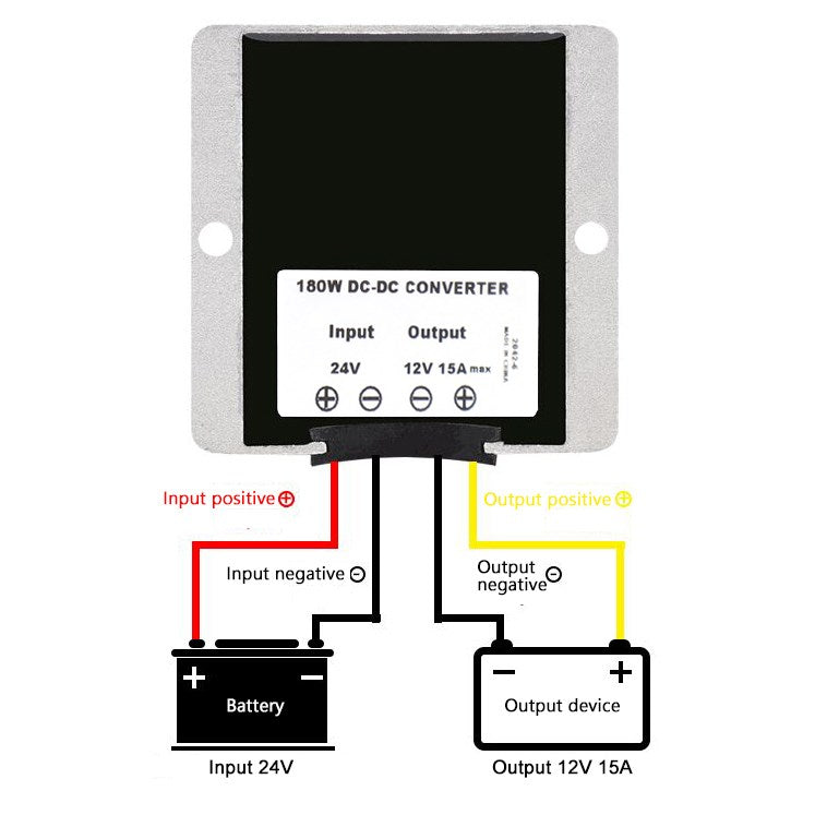 Vattentät 24V till 12V 15A 180W Steg ned DC/DC Power Converter Regulator