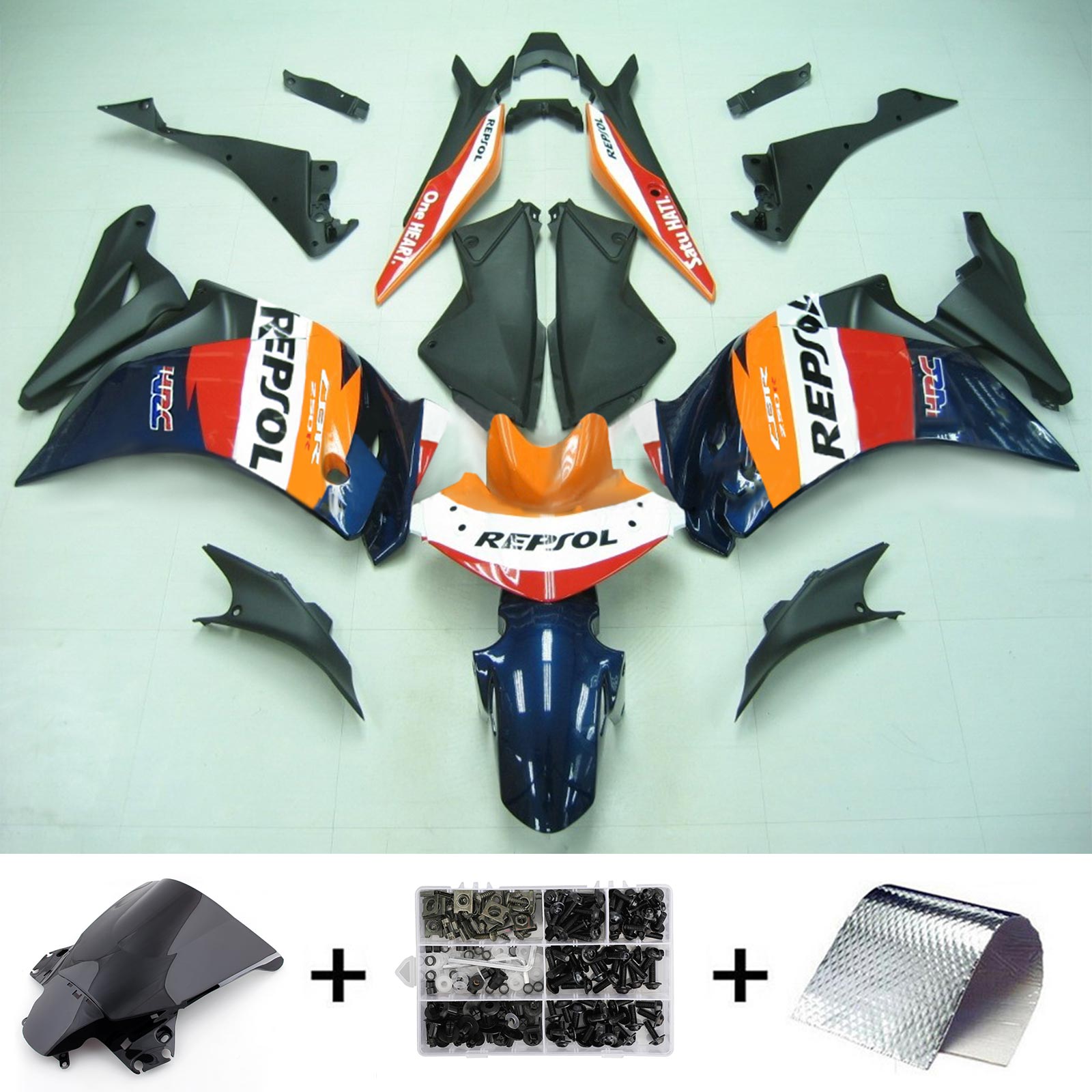 2011-2013 Honda CBR250R Kit de carénage d'injection Amotopart Carrosserie Plastique ABS #107