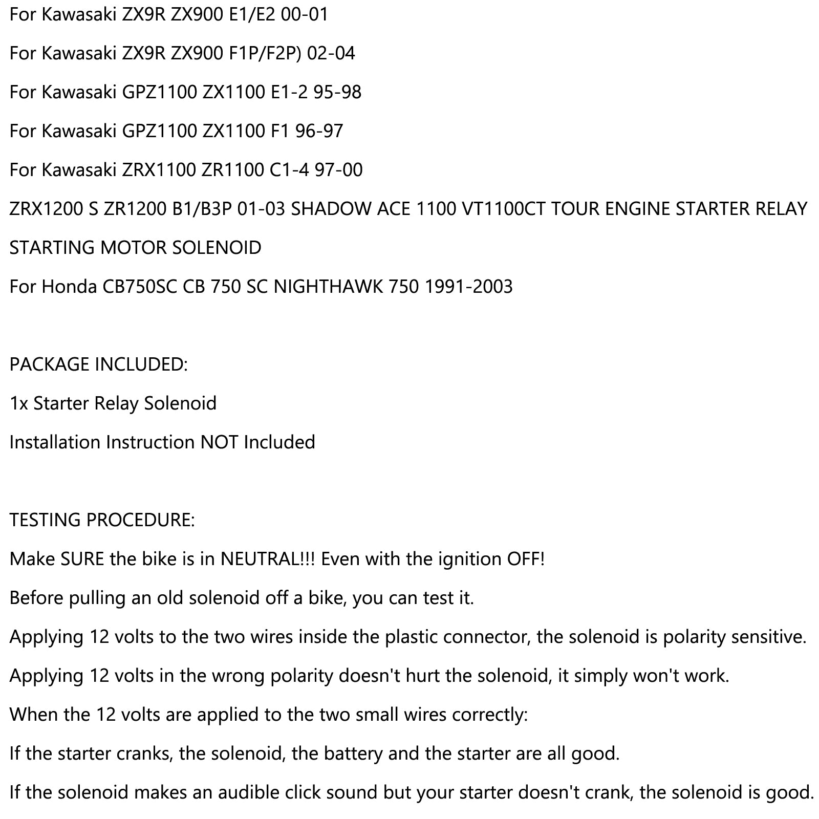 Solenoid štartérové relé pre Honda CBR600F2 CBR600F3 CBR600F4 CBR600F4i Motocykel