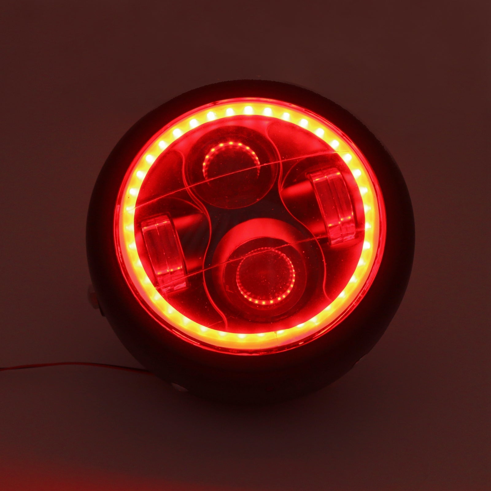 Projecteur LED pour motos, 6.5 pouces, phare avec anneau Halo, pour Cafe Racer Bobber générique