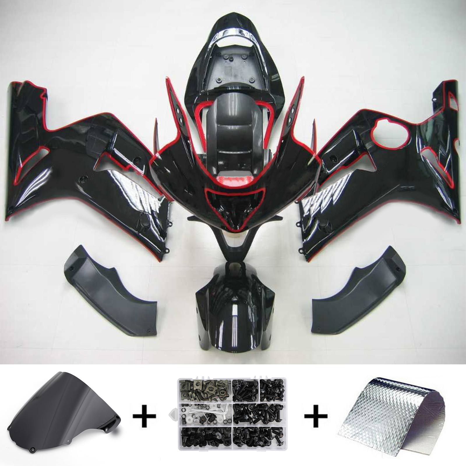 2003-2004 Kawasaki Zx6r 636 Amotopart vstrekovanie Kit Kadywork Bodywork Plastic ABS #105