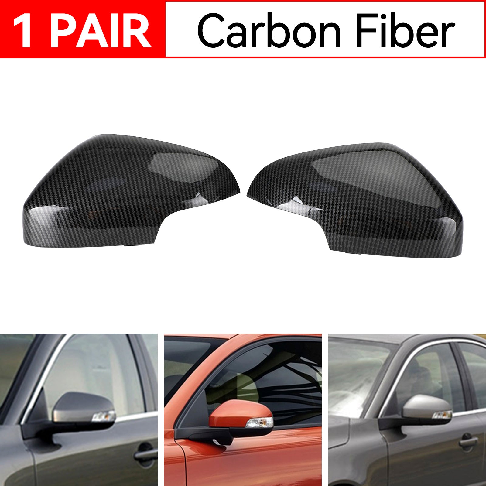 Karbonfiber bakside Sidespeildekselhette for Volvo S80 2008-2013