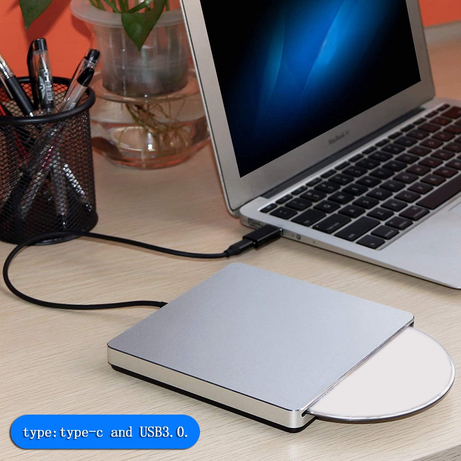 Insteekbare externe cd/dvd-drive USB 3.0-speler, brander, schrijver voor laptop, pc, Mac