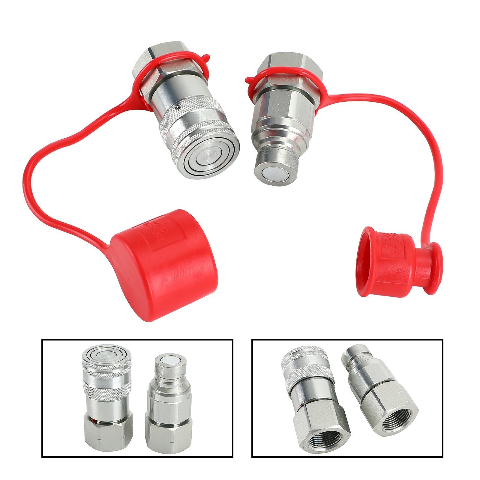 3/4" NPT-paar hydraulische snelkoppeling met vlakke voorkant voor skid-steer voor Bobcat ISO 16028