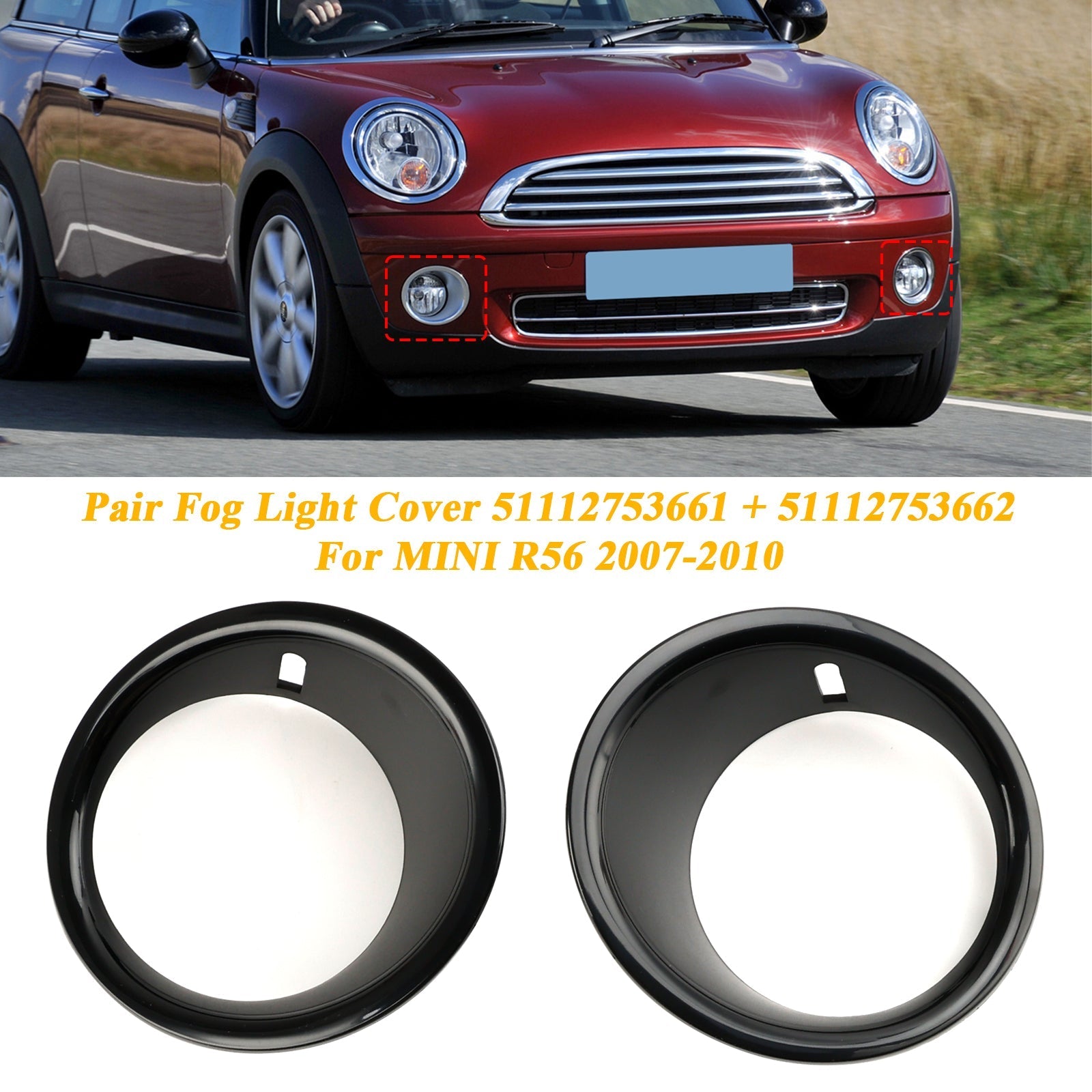 2007-2010 Mini Cooper R55 R56 R57 predný nárazník FOG Hmlová lampa Kryt REZEL 51112753661