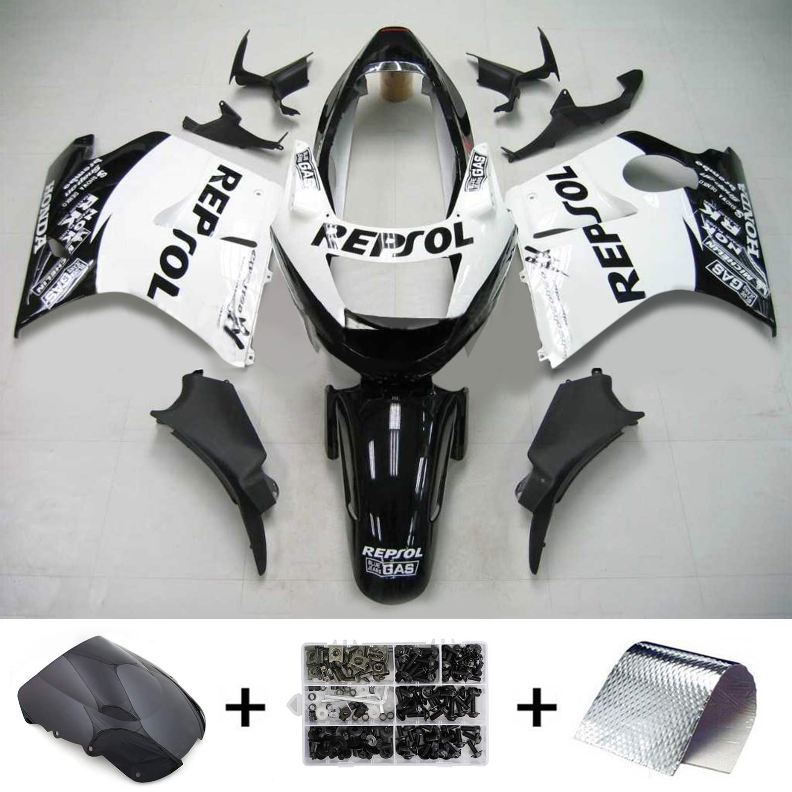 1996-2007 Honda CBR1100xx Superblackbird Amotopart Injection Kit de carénage Bodywork ABS # 113