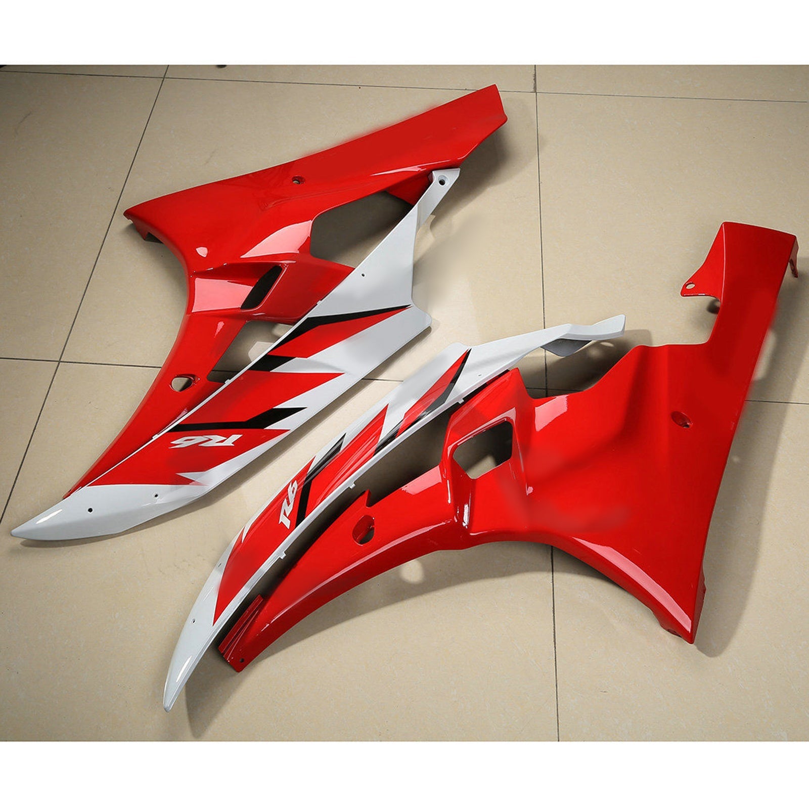2006-2007 Yamaha YZF R6 YZF-R6 Red White Abs Faining Bodily Set #24