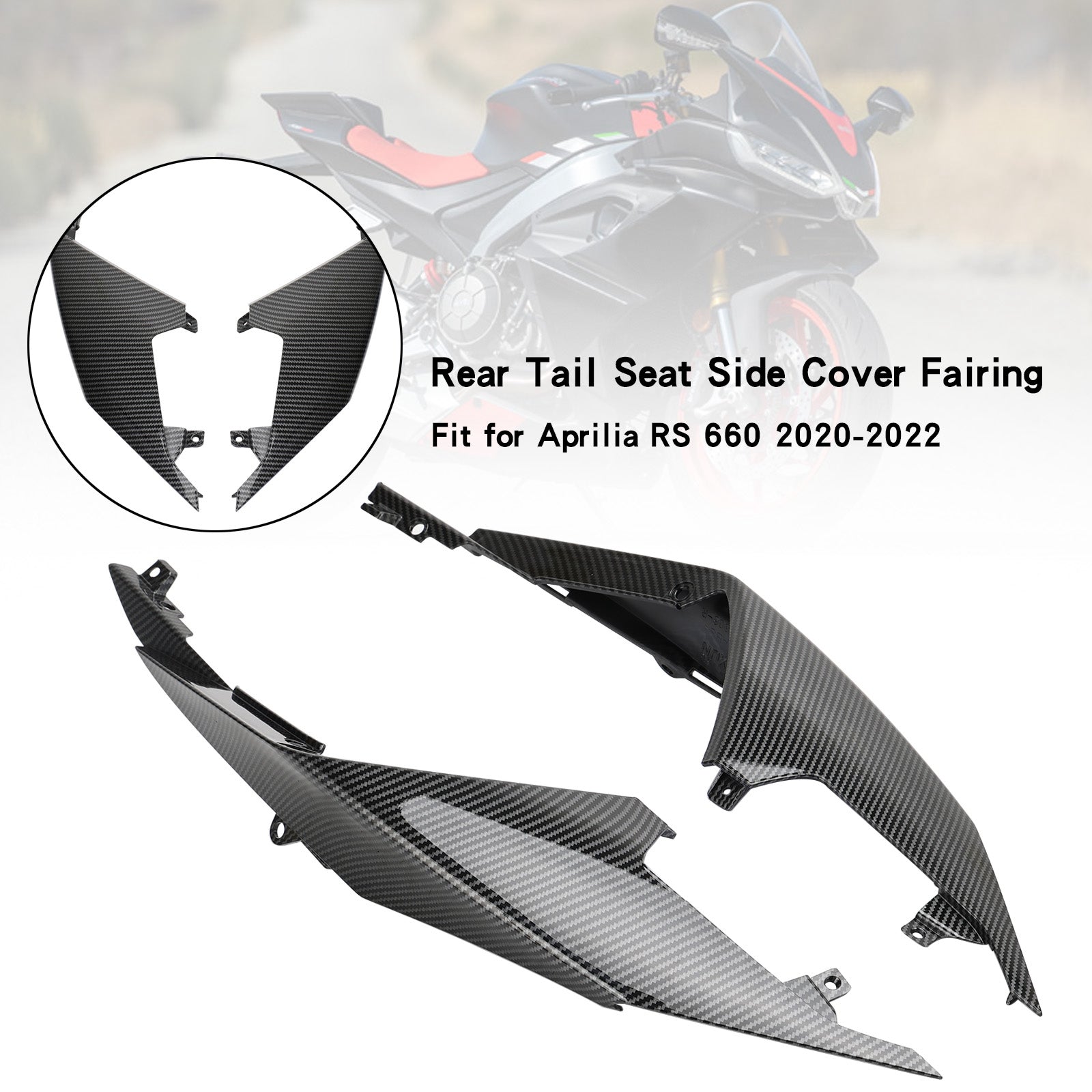 Aprilia Rs 660 2020-2022 CARBON ABS TRAVIDO TAPA TAPA TAPA DE TAÇA TAPA LATERAL