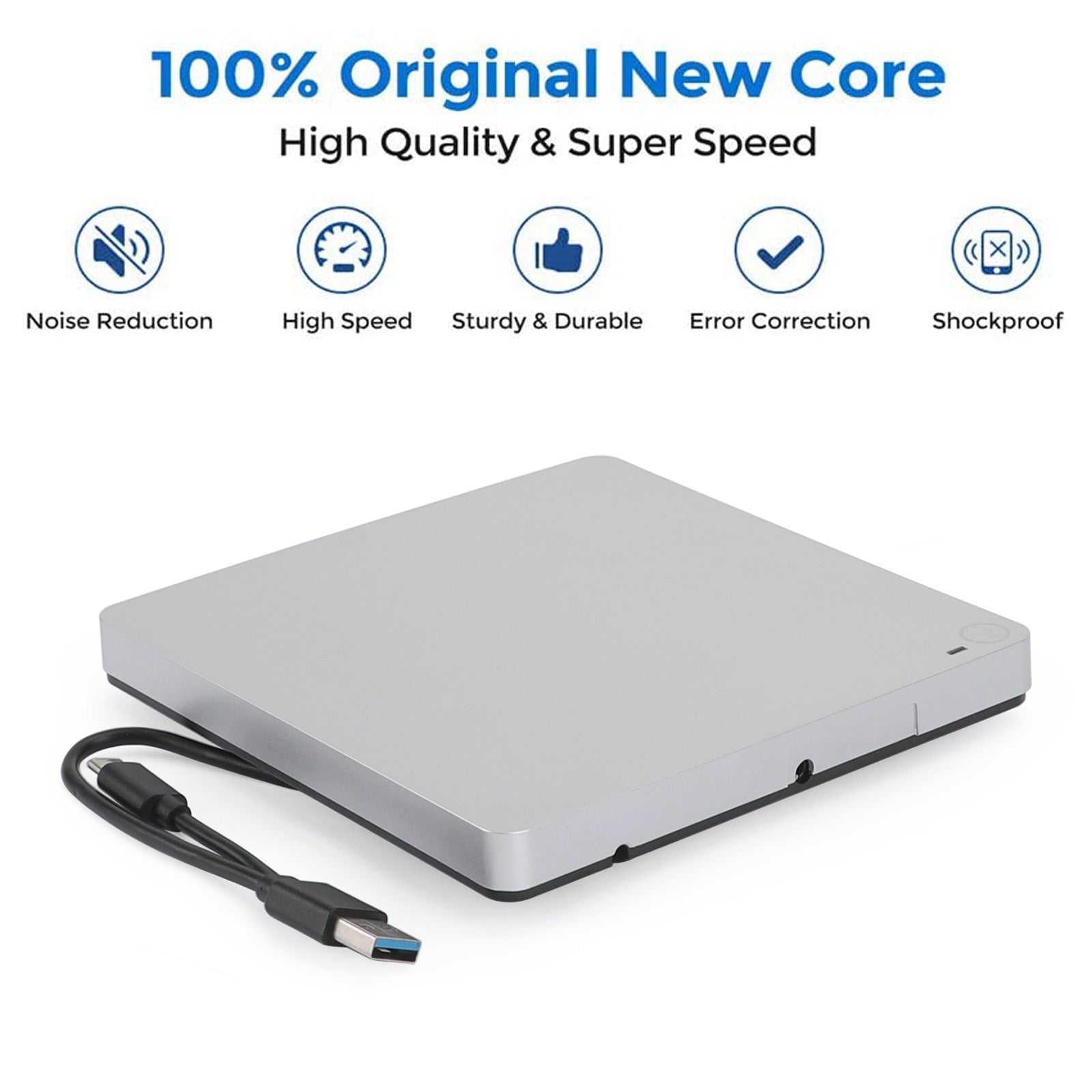 Insteekbare externe cd/dvd-drive USB 3.0-speler, brander, schrijver voor laptop, pc, Mac