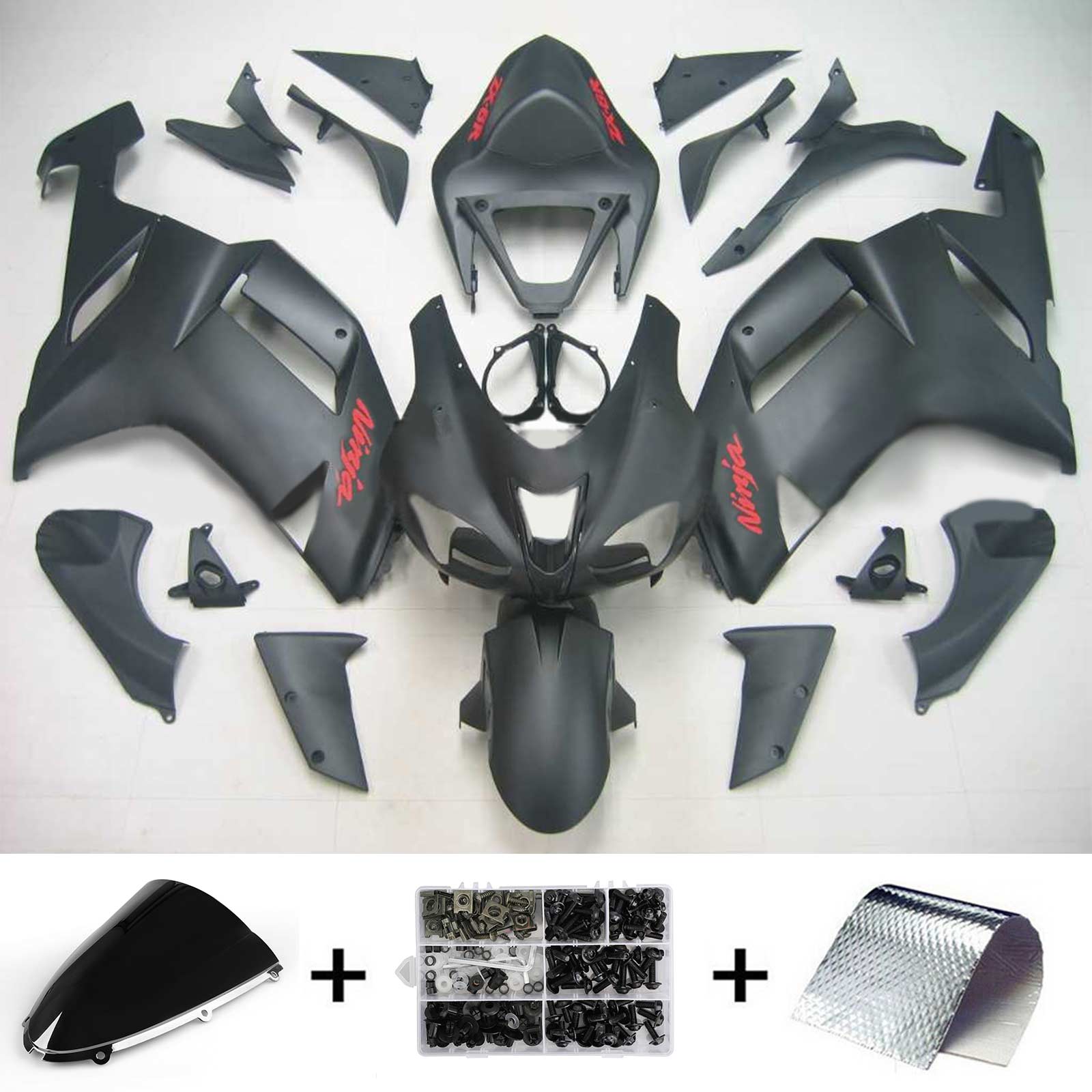 2007-2008 Kawasaki ZX6R 636 Amotopart Kit de carenado de inyección Carrocería Plástico ABS # 116