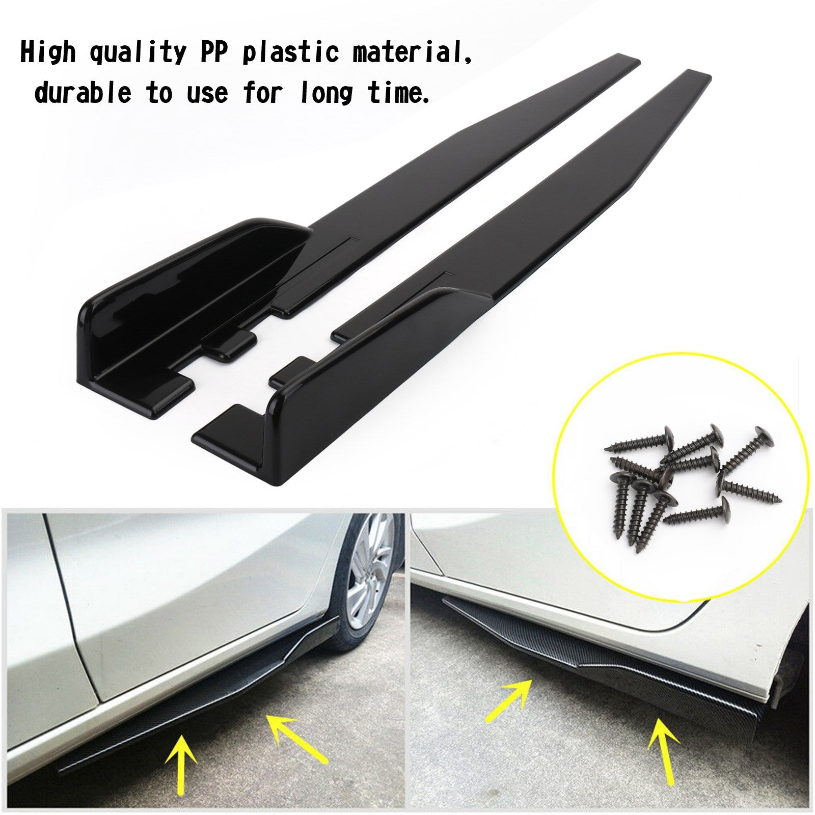 Pár 120 cm lesk na autá Black Side Sukne Rocker Splitters Difufer Winglet Wings Generic