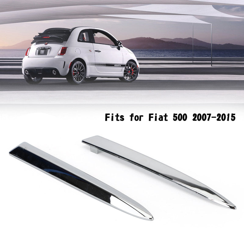 Pair Chrome Front Bumper Upper Grill Moulding Trim For Fiat 500 2007-2015 Generic