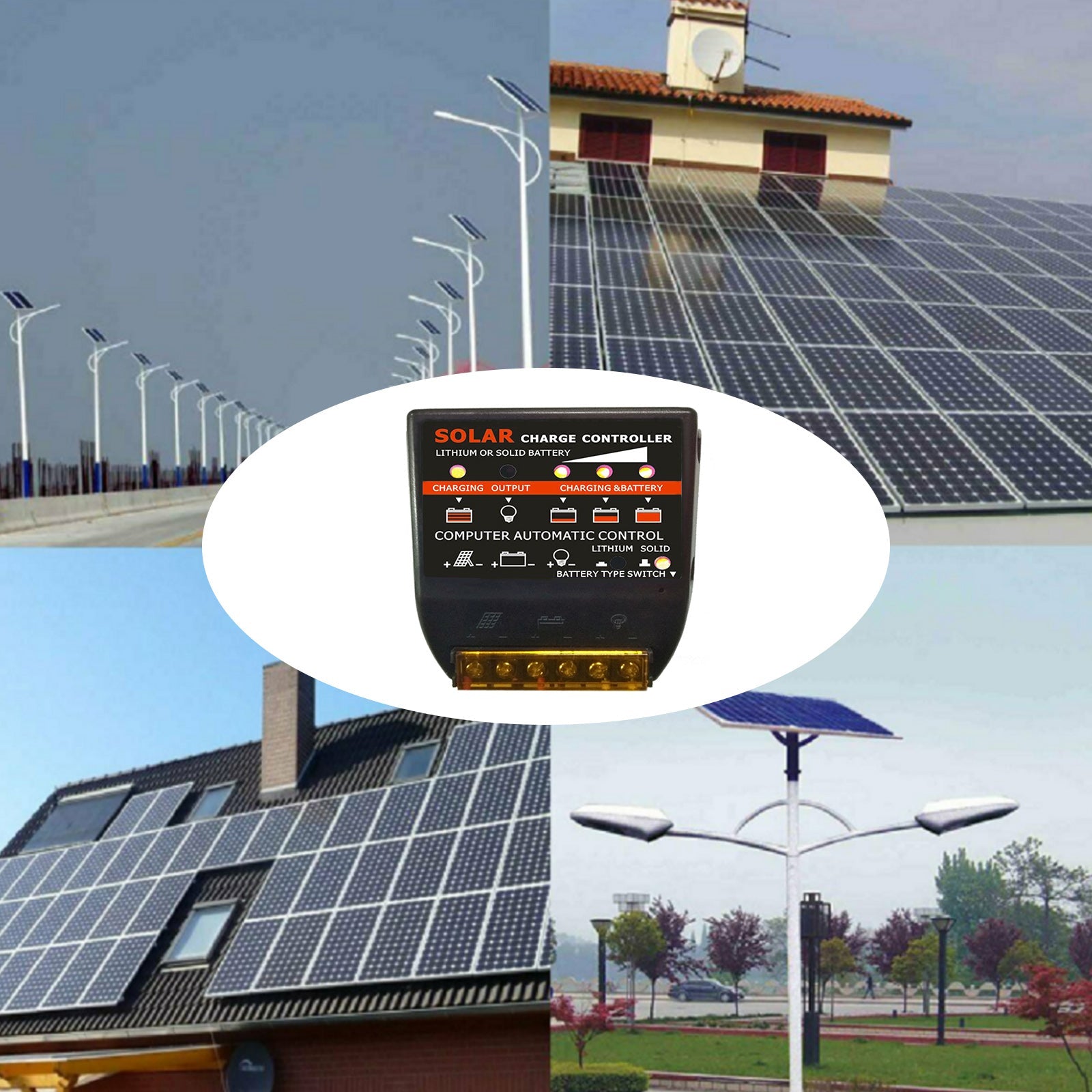 Solar-laadregelaar PWM 10A-50A 12V Ingebouwde timer Batterijcontrole-adapter