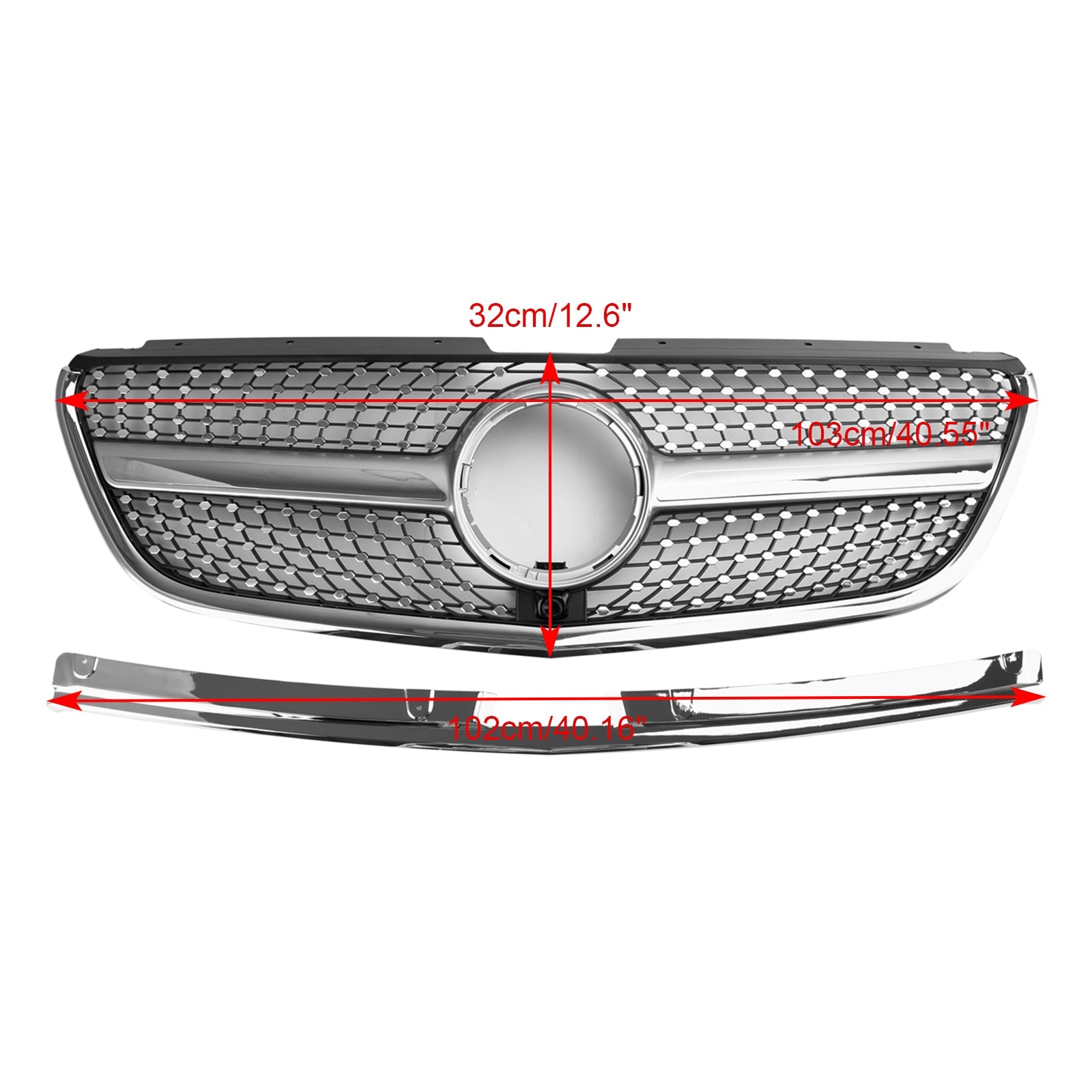2015-2019 Vito W447 Mercedes GT-stijl Diamond Front Bumper Grille