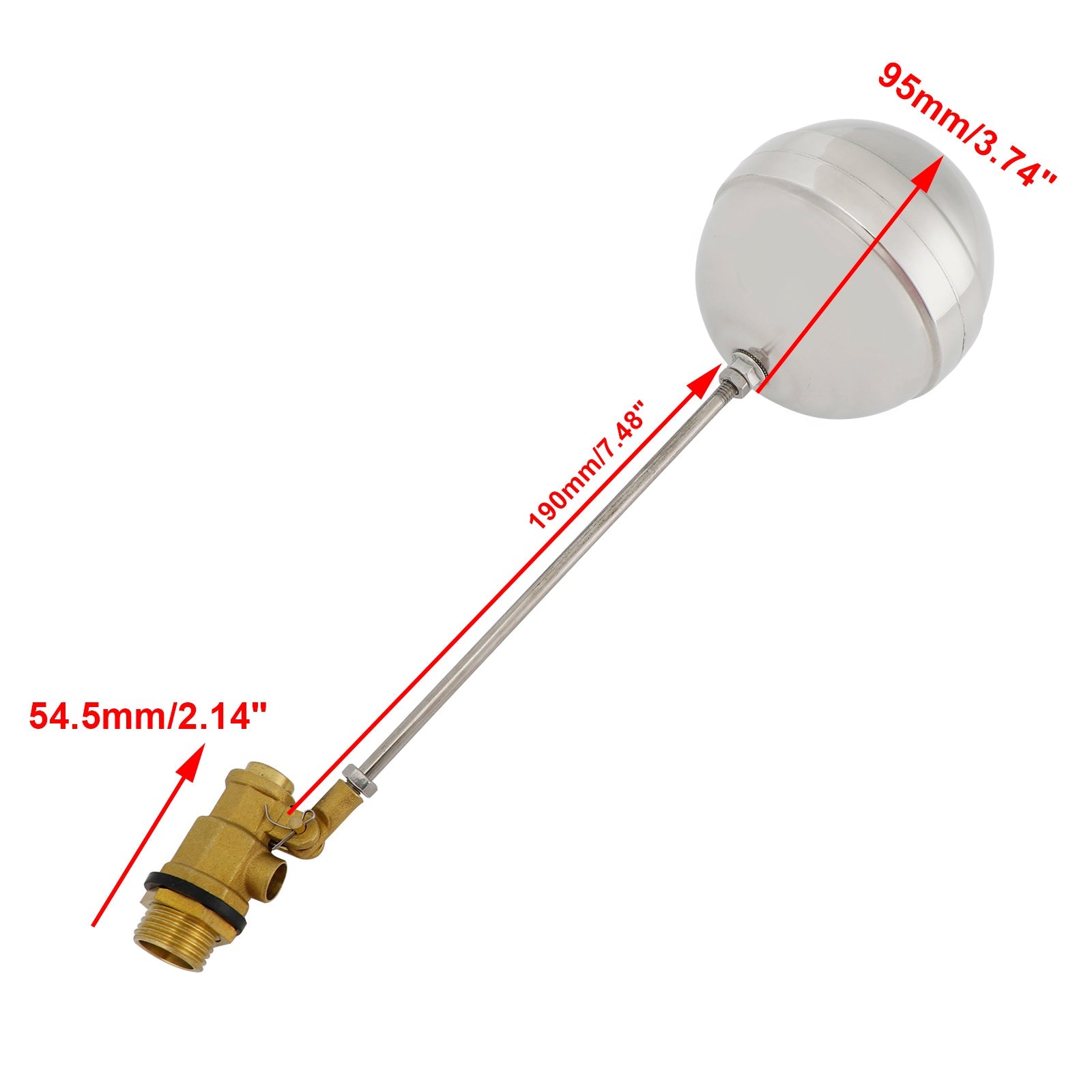 Robinet à bille flottante à filetage mâle 1/2"-1", capteur d'eau en acier inoxydable