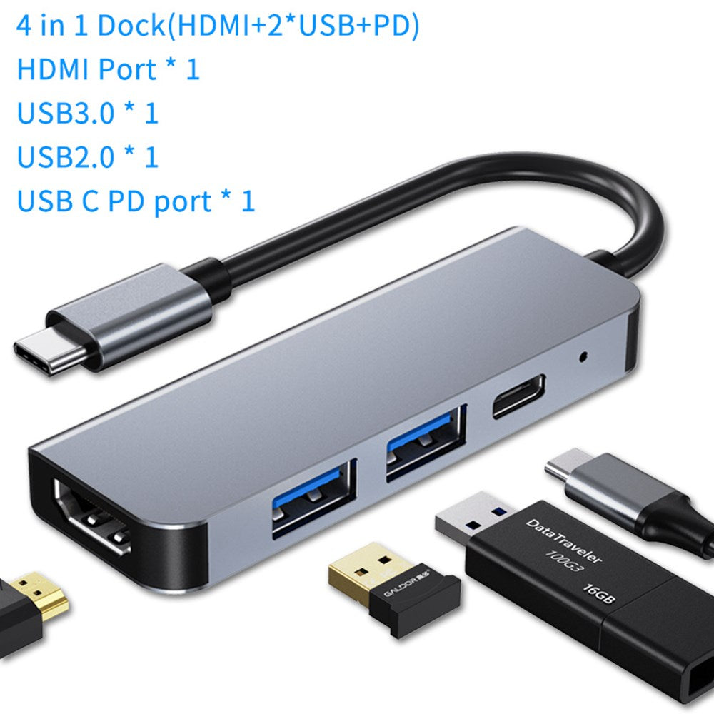 Adaptador HUB 4 en 1 USB-C tipo C HD con salida 4K HD USB3.0 para MacBook Pro iPad Pro