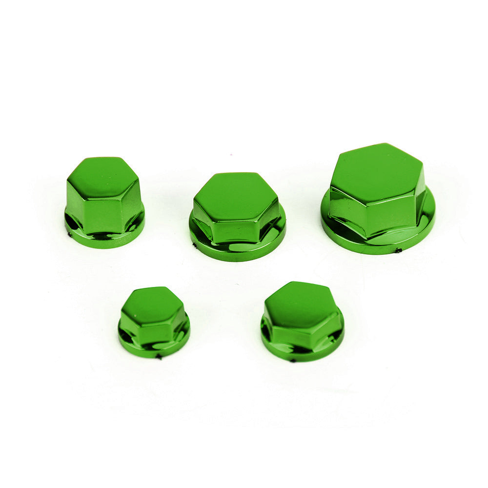 30 stuks 5 maten motorfiets groen plastic zeskantschroef covers bout moer cap cover generiek