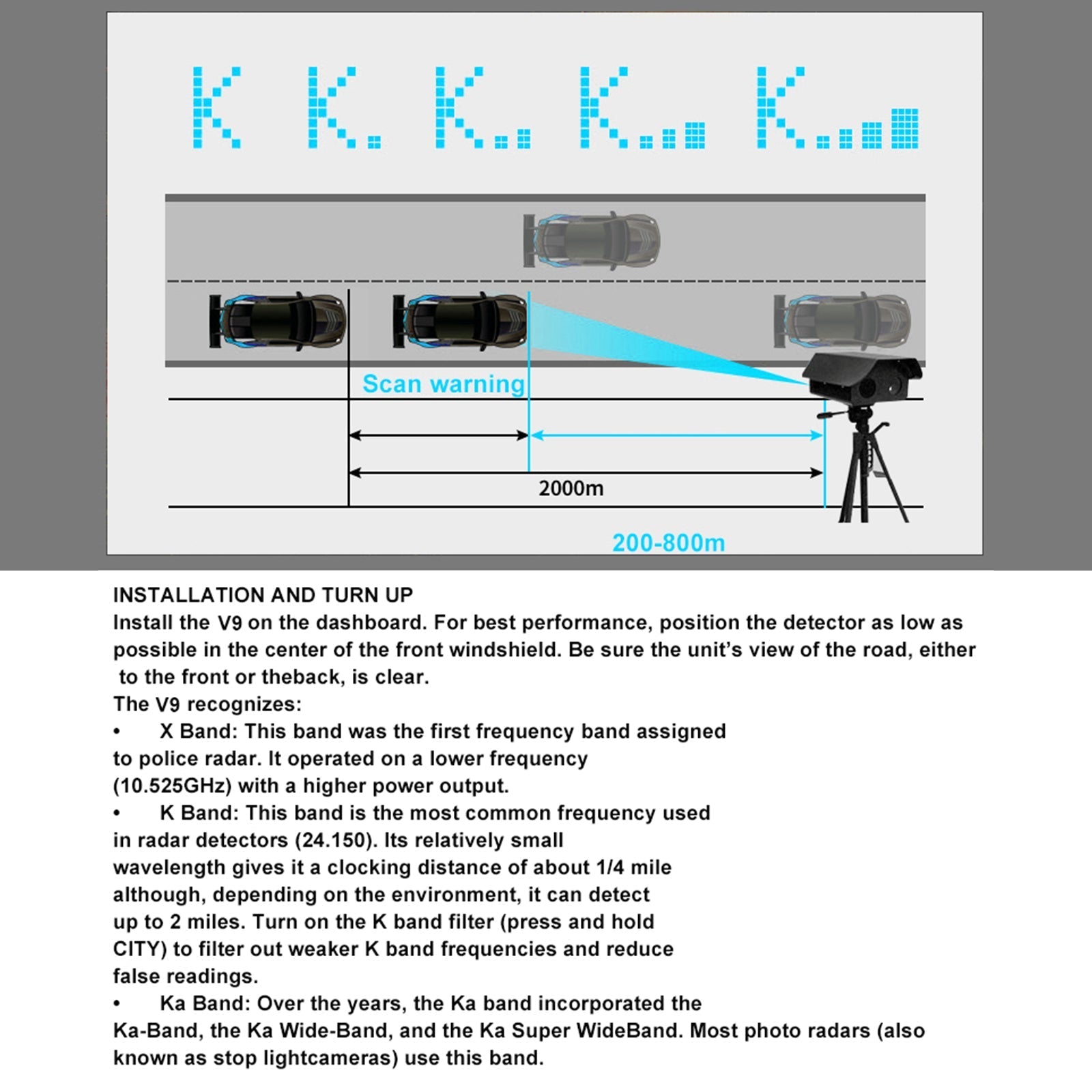 V9 Perro electrónico Detector de radar para coche Radar móvil Medición de velocidad Perro electrónico