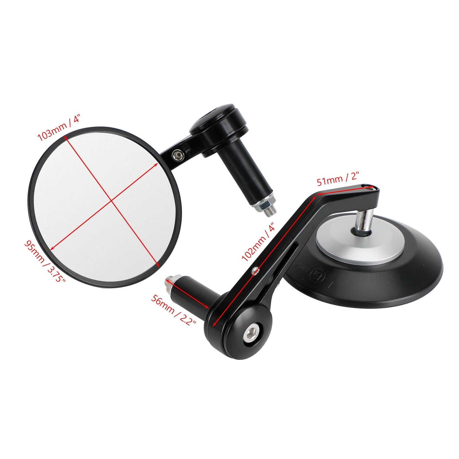 Pár 22mm zrkadiel na riadidlá s antireflexnou úpravou 4" Kvalita okrúhlych čiernych polotovarov