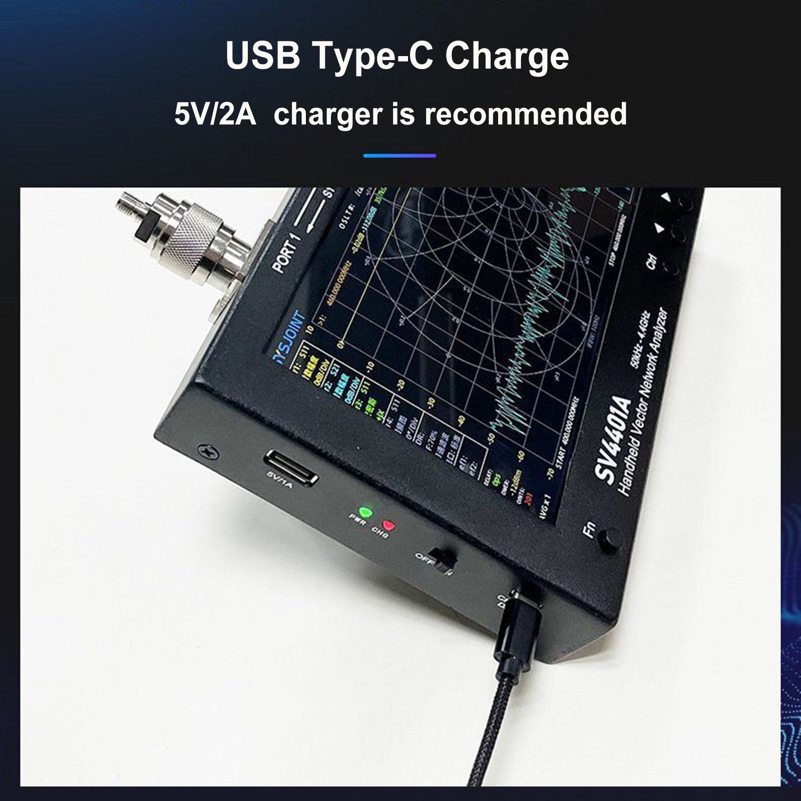 SV4401A 50 kHz-4,4 GHz Vektorový vektorový analyzátor 100 dB dynamická nanovna