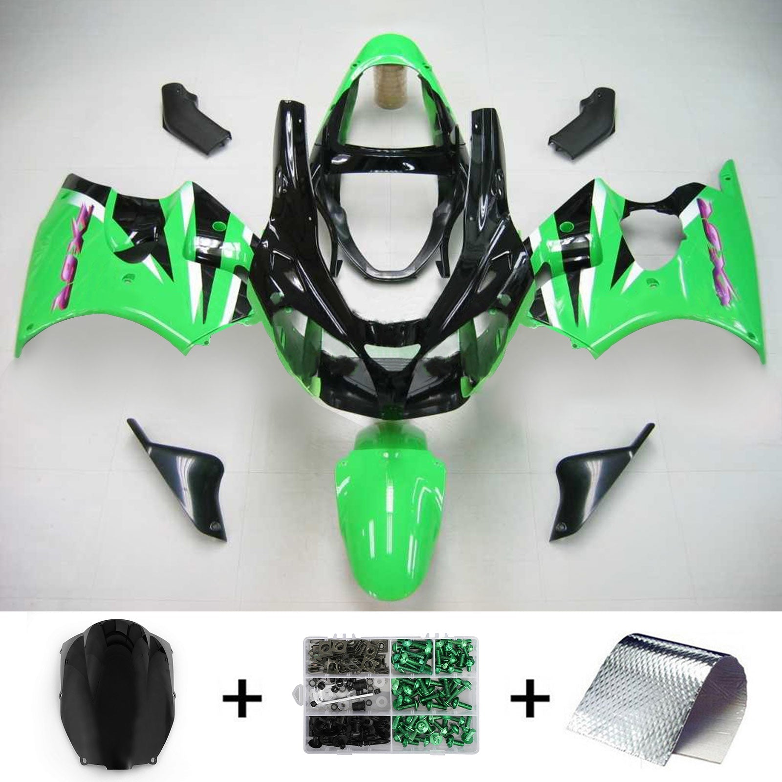 2000-2002 Kawasaki ZX6R 636 Green Fairing Kit