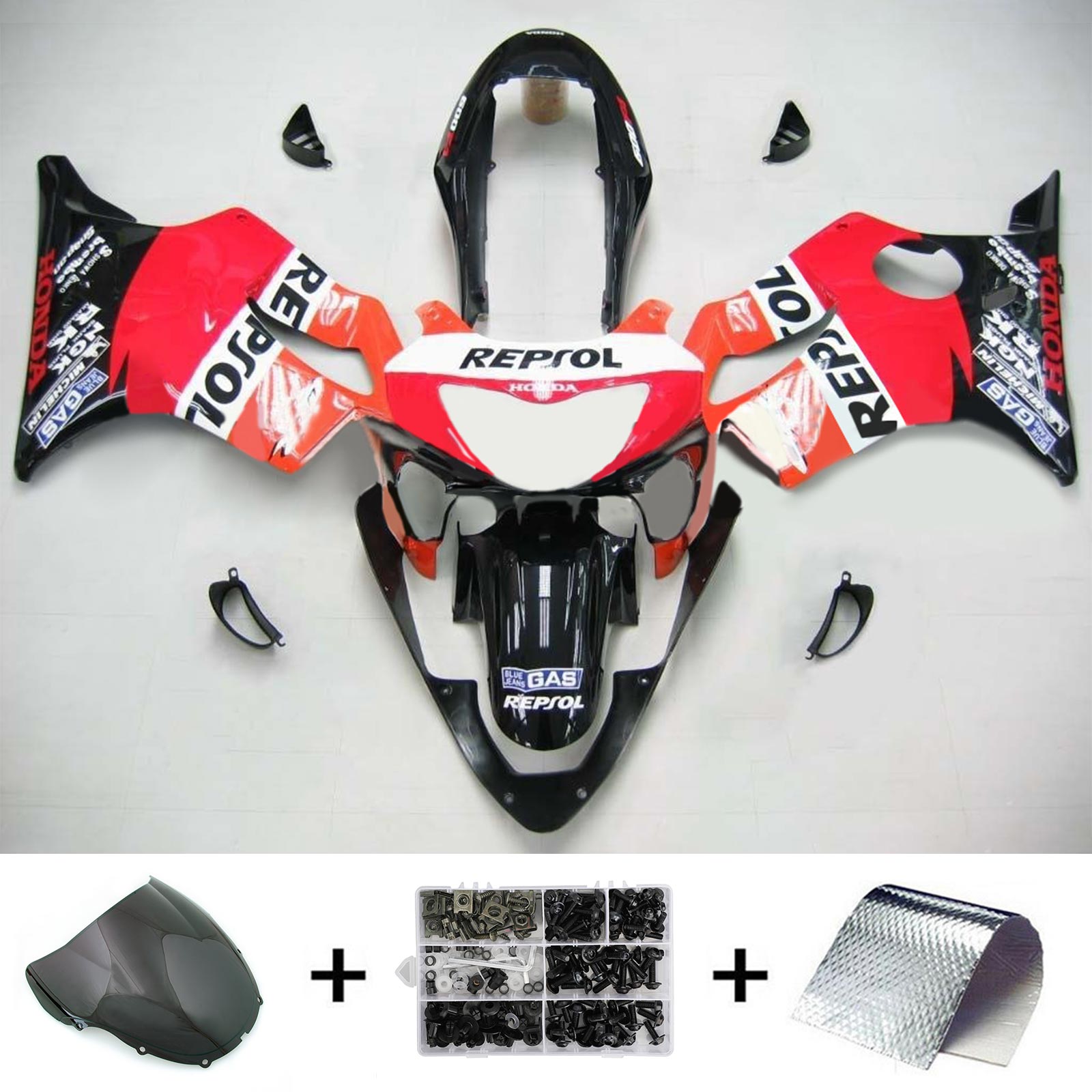 1999-2000 Honda CBR600F4 Kit de camence d'injection Amotopart Bodywork Plastic Abs # 103