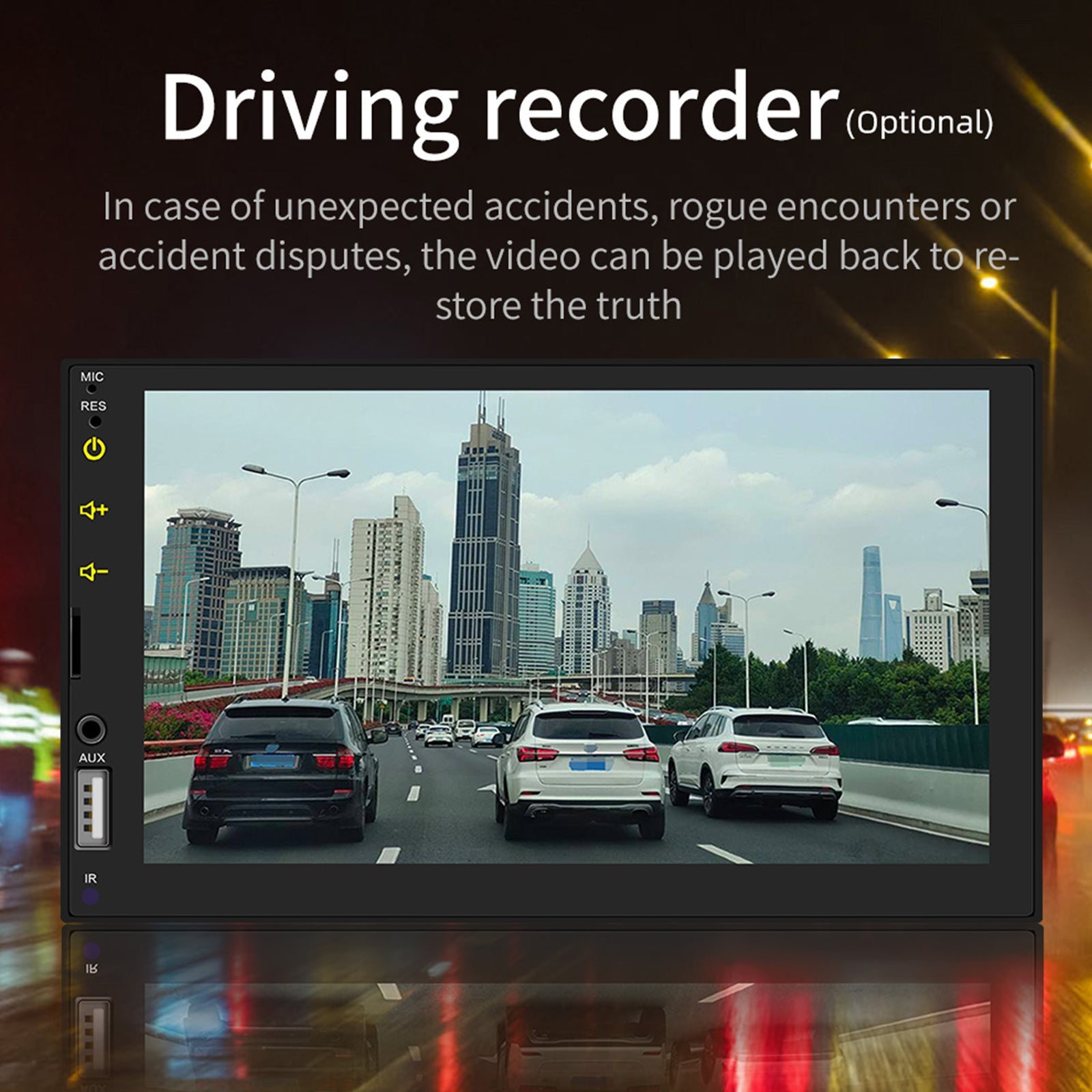 7" Kablet Carplay Bil MP5-spiller Bluetooth MP3 Bilkort Radio + 4 LED-kamera