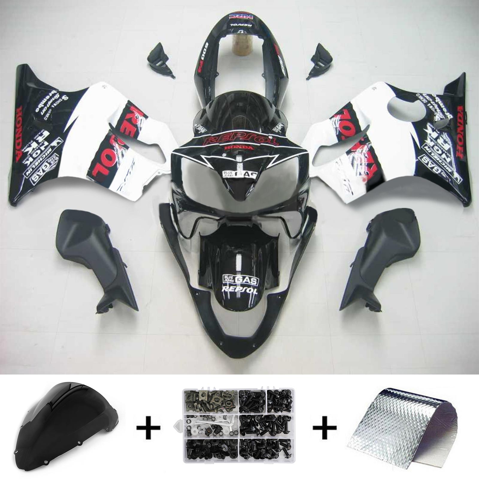 2004-2007 Honda CBR600 F4i Amotopart Kit de carénage d'injection carrosserie plastique ABS #118