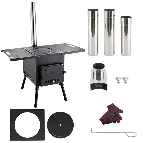 Outdoor Portable Camping Wood Stove Picnic Cook Folding Heating Wood Burning