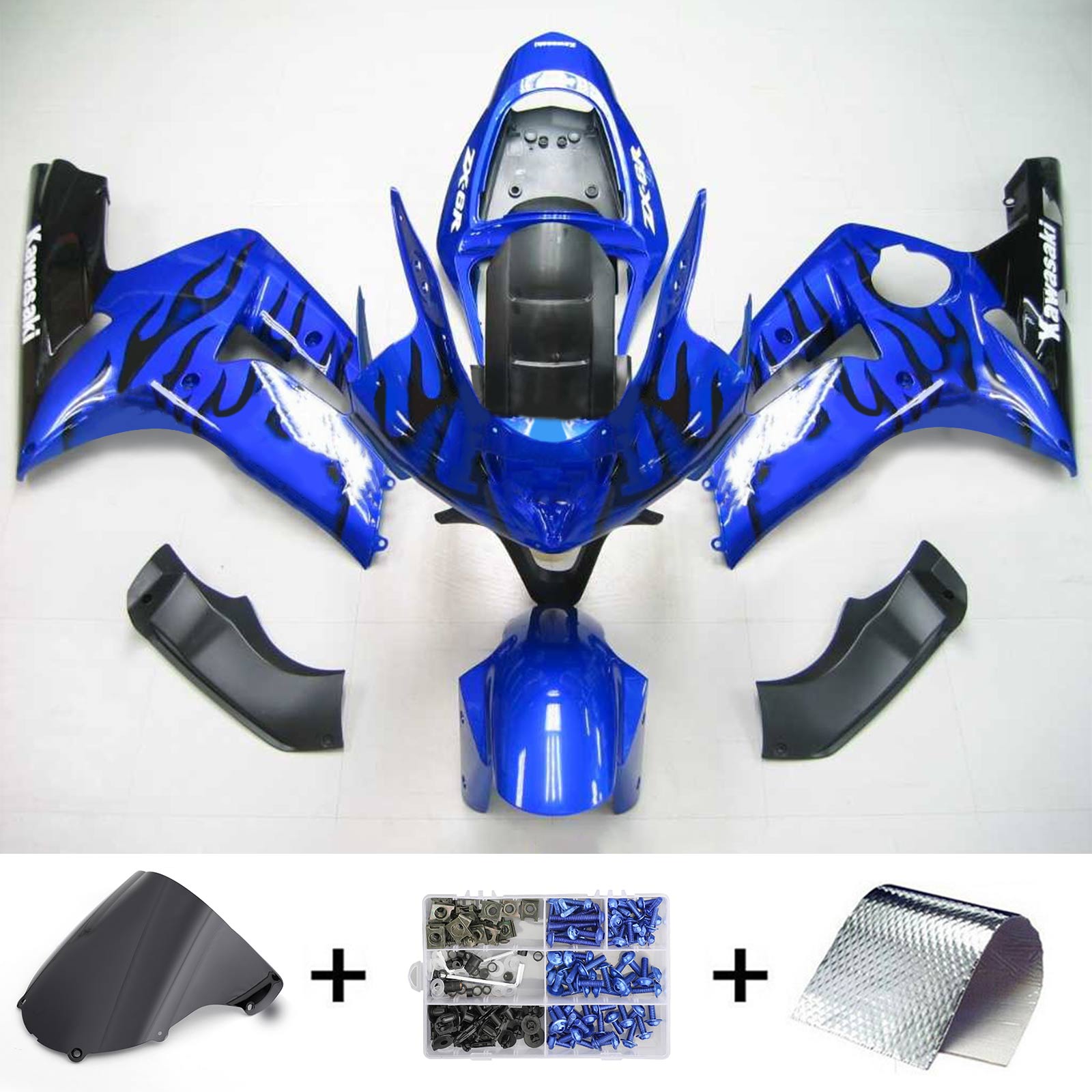 2003-2004 Kawasaki Zx6r 636 Amotopart vstrekovanie Kit Kadywork Bodywork plast Abs #115