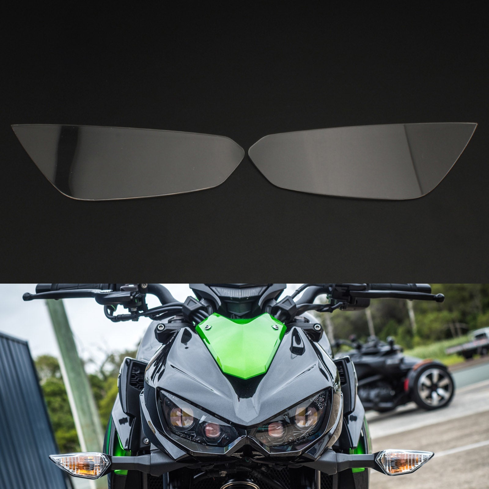 Protector de lente de faro delantero para Kawasaki Z1000 Z1000R 14-21, humo genérico