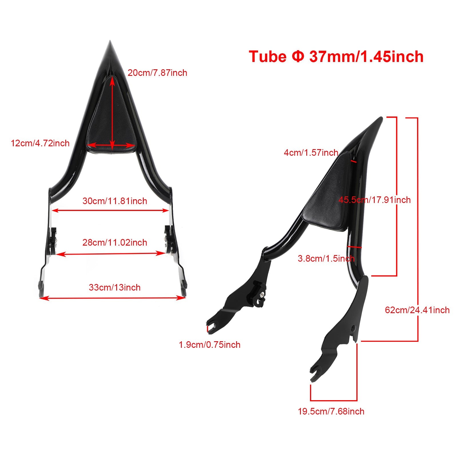 Chrome BackRest Sissy Bar pre CVO Road Glide Street Road King 2009-2023