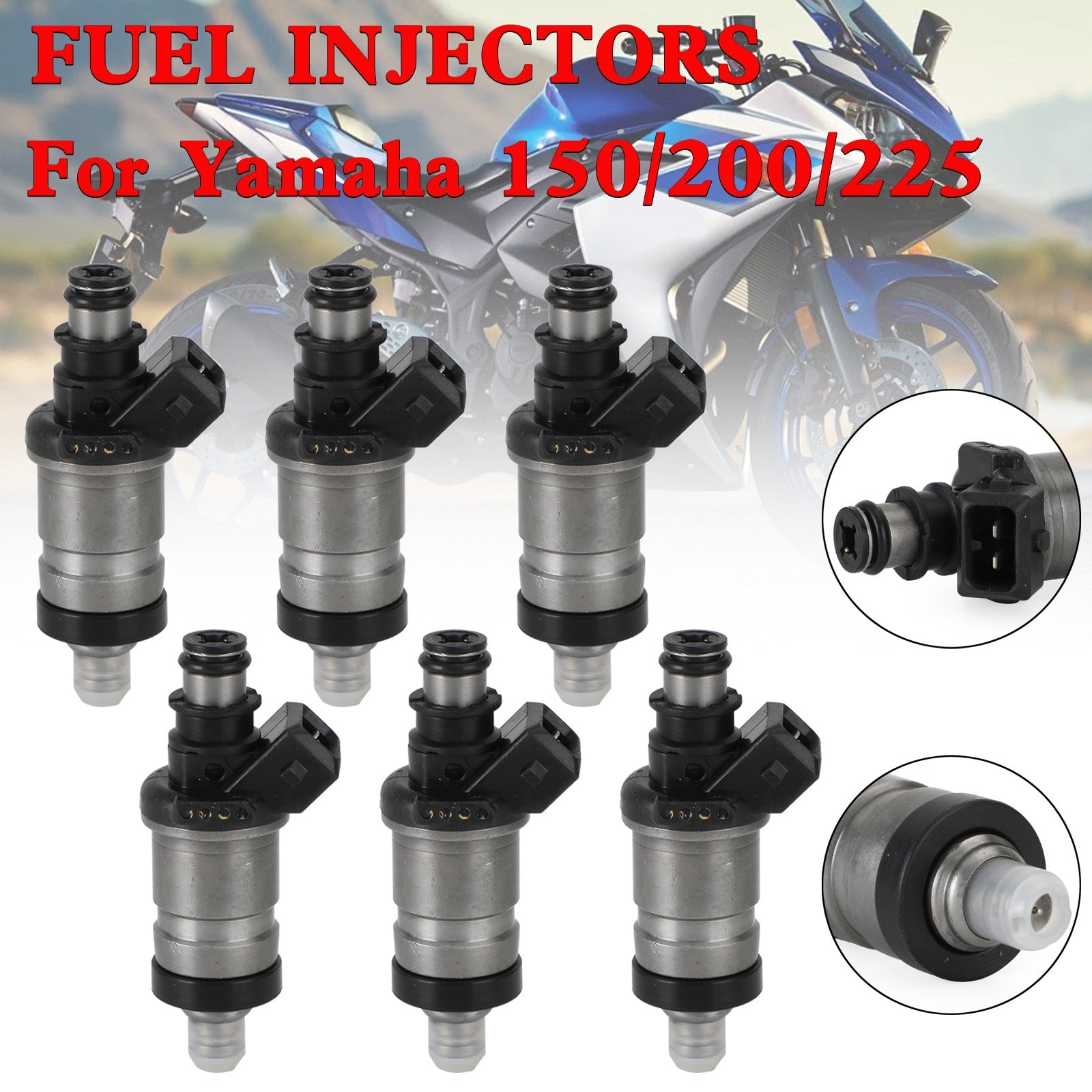 6pcs Yamaha 150/200/225 HP 2 ALTULHO DE FUEL DE ALDA INJUSTOR 65L-13761-00-00
