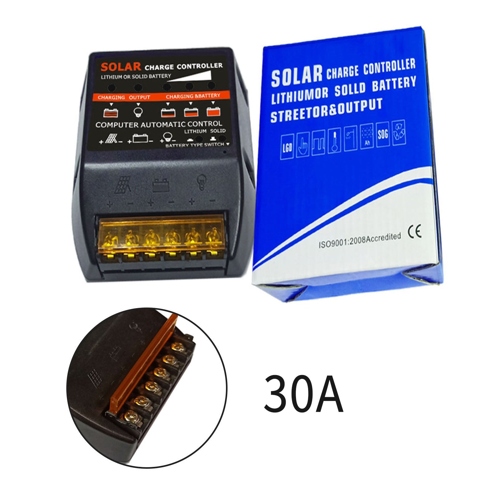 Solar-laadregelaar PWM 10A-50A 12V Ingebouwde timer Batterijcontrole-adapter