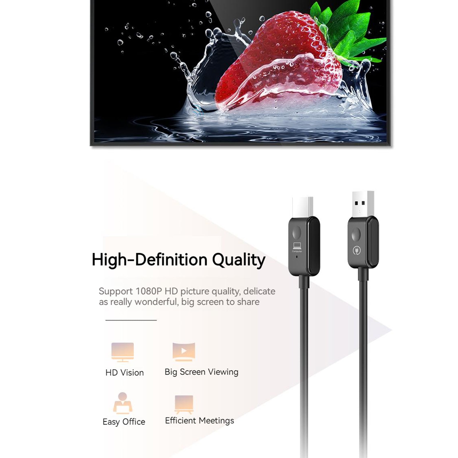 Récepteur d'émetteur vidéo d'extenseur HDMI Type-C 50m 50m pour le téléphone PC à la télévision