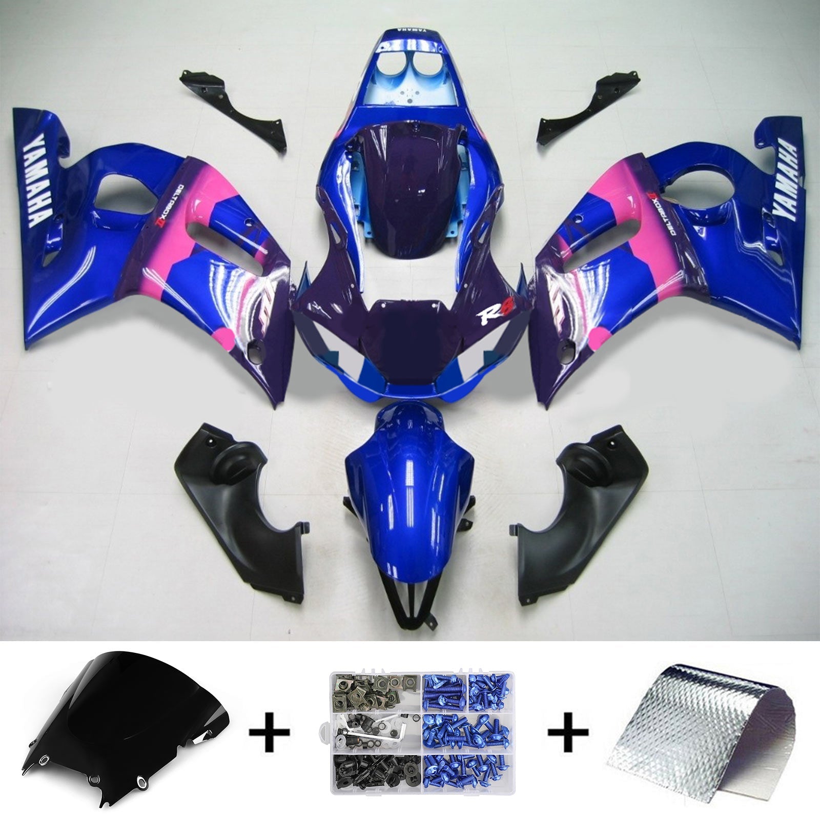 1998-2002 Yamaha Yzf 600 R6 Kit de camence d'injection Bodywork Plastic Abs # 129