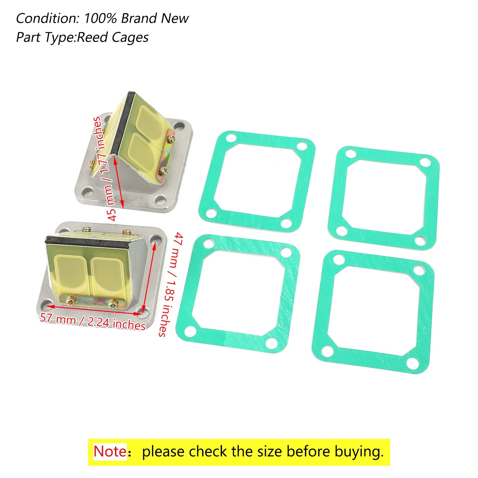 Reed Valve Cages + Reeds passer for Yamaha Banshee YFZ350 1987-2006 generisk