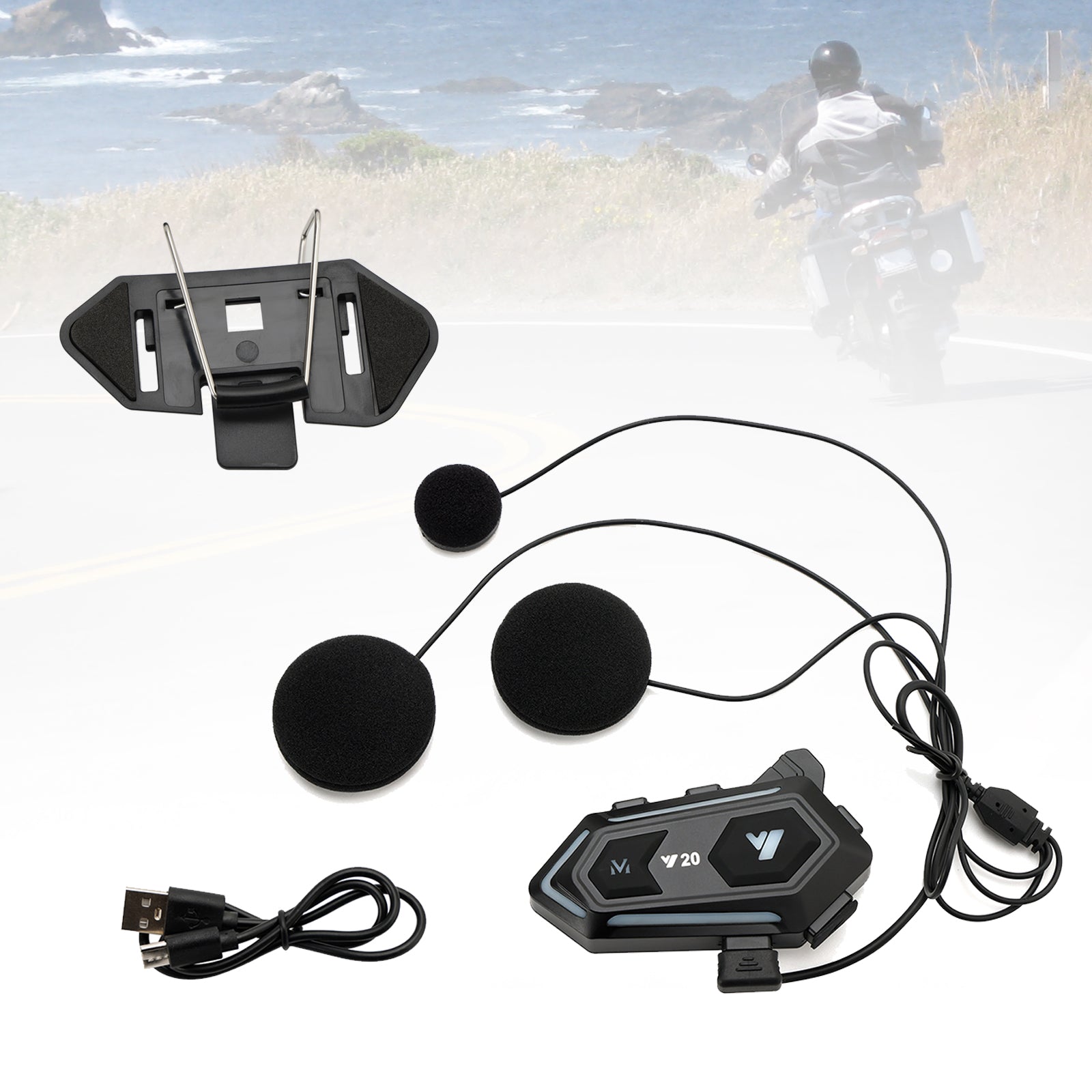 Helm Bluetooth oortelefoon Headset Draadloze speler Universeel Y20 voor motorfiets