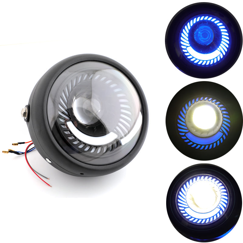6.5 '' Motorsykkel Universal Blue/White LED -frontlys for Cafe Racer Custom Generic