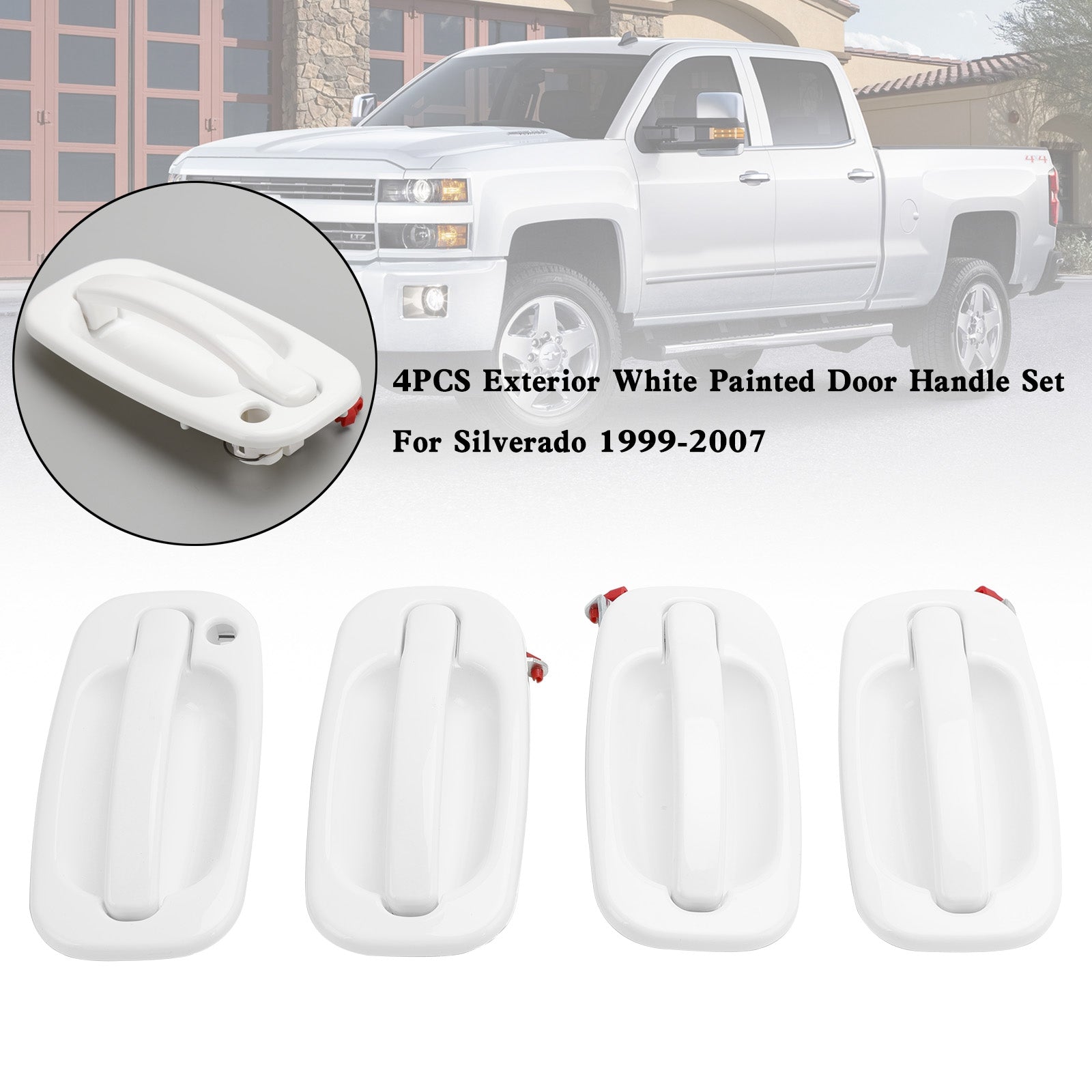 Silverado 1999-2007 4 STUKS Exterieur Wit Geschilderde Deurgreepset 19356468 19356470 19356469 19356467