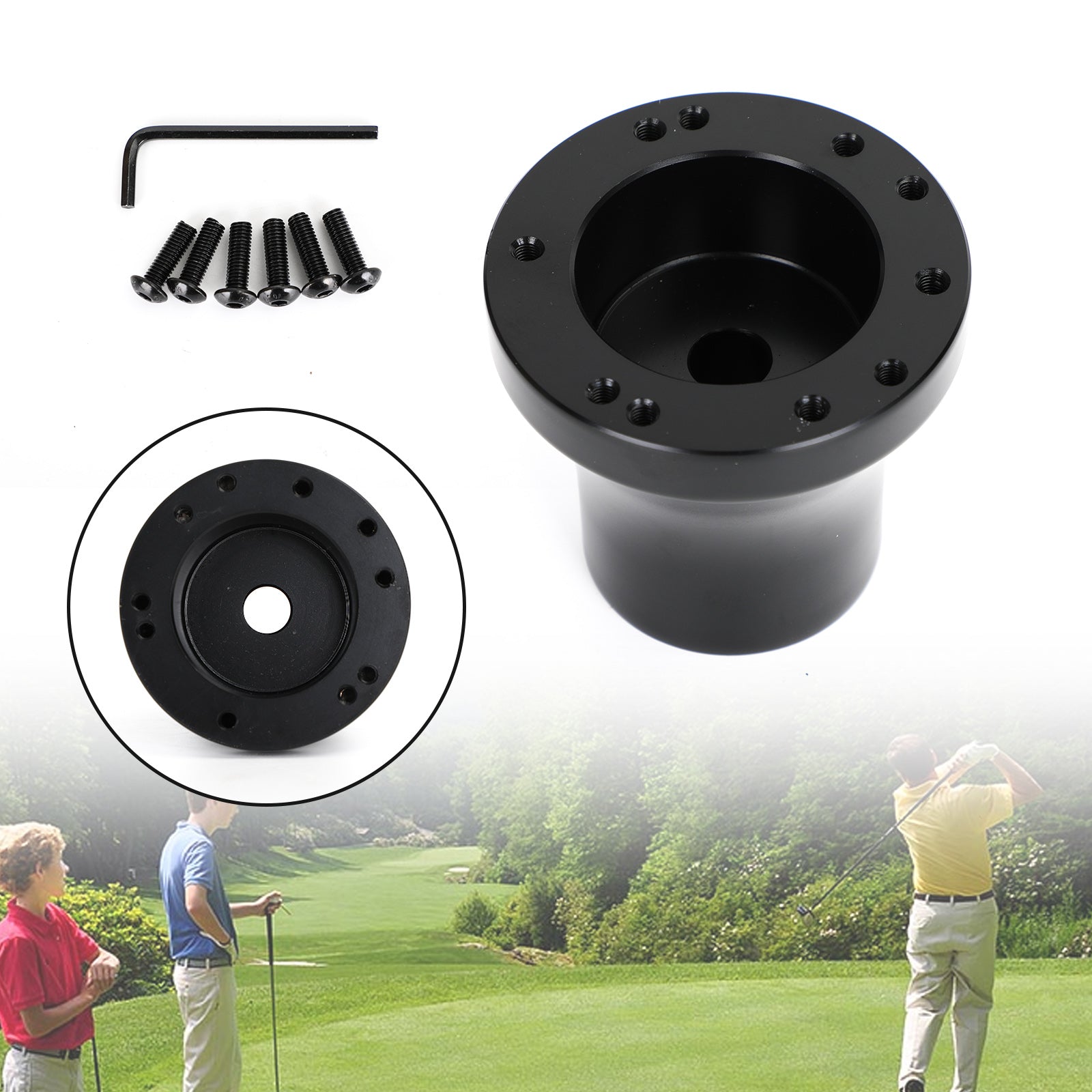 Golfkar Aluminium stuurwieladapternaaf geschikt voor Club Car Precedent Zwart Generiek