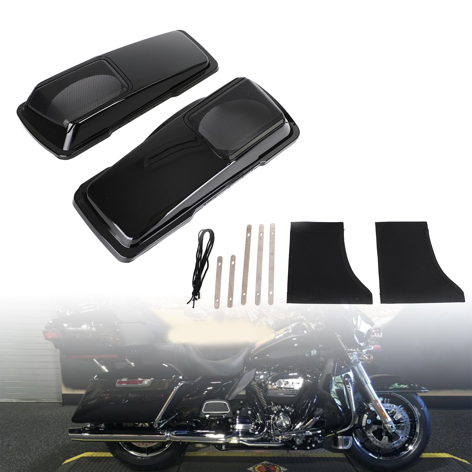 6 x 9 tampas de alto-falante Vivid Black Saddlebag para Harley Touring 1994-2013