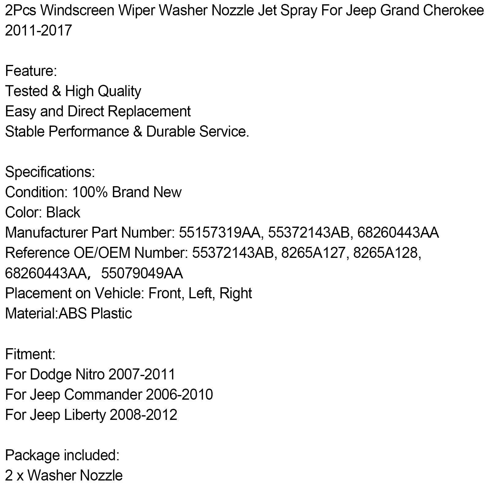 2ksové čelné sklo stierač Wiper Dysle Jet Spray pre Jeep Grand Cherokee 2011-2017